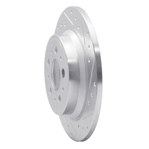 Volvo S80 Brake Rotor (1) - Rear Right - R1 Concepts - Drilled & Slotted - Silver - `99-`09